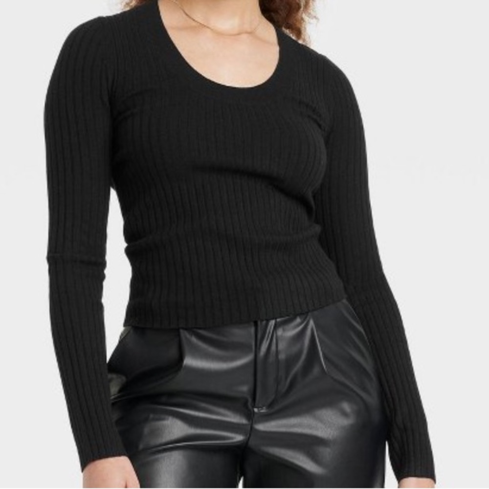 NWT- Fine Gauge Scoop Neck Sweater - A New Day™ Black S